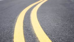 Close-up of high-quality road line marking materials